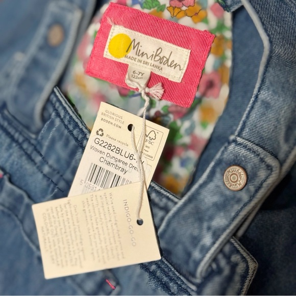 MINI BODEN CHAMBRAY BLUE JEAN DENIM OVERALL DRESS - Picture 4 of 6